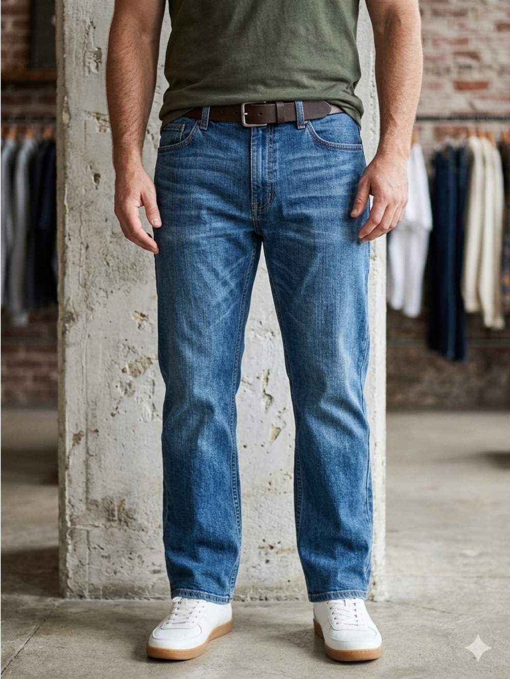 Carhartt Jeans Men's Blue Relaxed Fit denim 44x32 medium wash casual whiskers